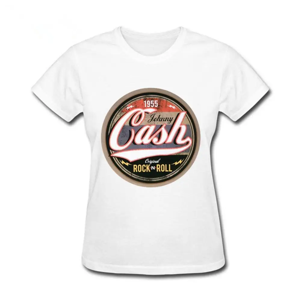 

New Arrival womens t shirts Online Johnny Cash Casual Rock N Roll T Shirt Camisetas Short Sleeve women t shirt
