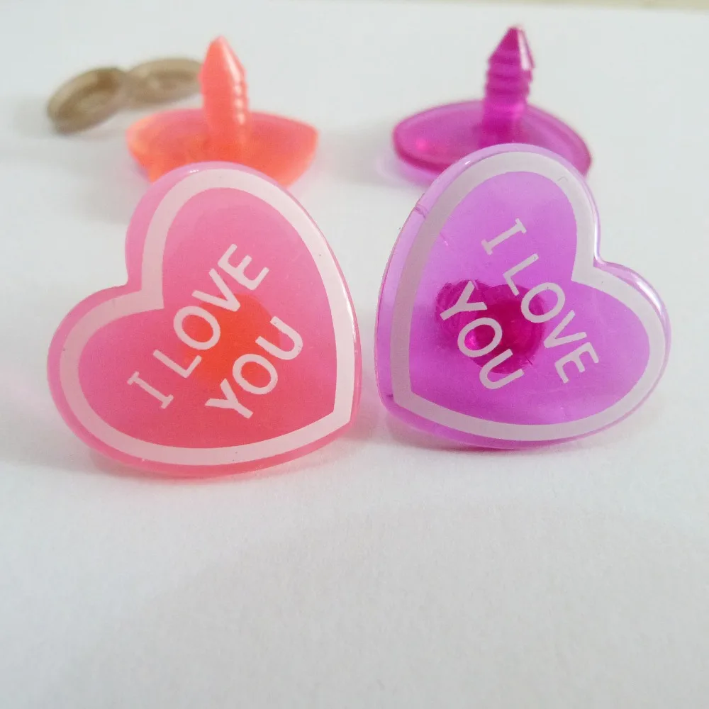 

new fashion 100pcs/lot 23x26mm heart shape with words plastic toy nose & soft washer for diy handcraft findings--color option
