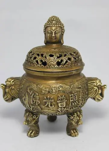 

Marked Chinese Folk Collection Old Bronze Copper Buddha Incense Burner Censer wholesale factory Bronze Arts outlets