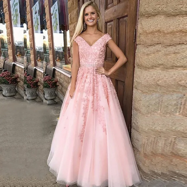 

Pink Tulle Long Backless Bling Beading Sash Dubai Arabic Saudi Arabian Women Evening Dresses Party Dresses Custom Made Colors