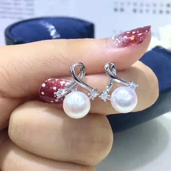 

Hot Sale 925 Sterling Silver Earrings Base Set Findings Settings Mountings Parts Mounts for Pearl Jade Corals Stones Beads