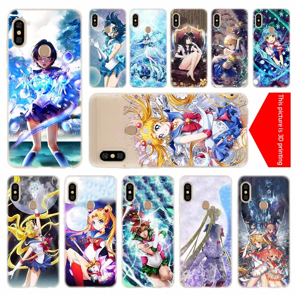 

Sailor Moon pattern cover soft Silicone TPU Case For Xiaomi Redmi 3 4X 4a 5 Plus 5a S2 6a 6 Pro Note 7 5 6 4 3 5a