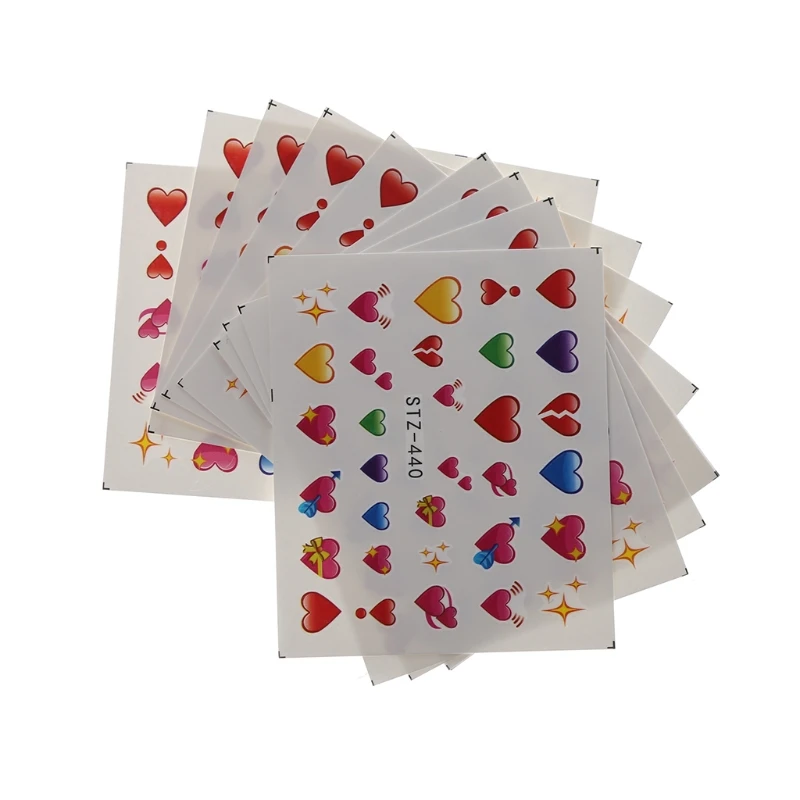 

10pcs Sheet Emoji Water Transfers Nail Art Sticker Black Sticker Decals Nail Decoration Accessories Various Expression