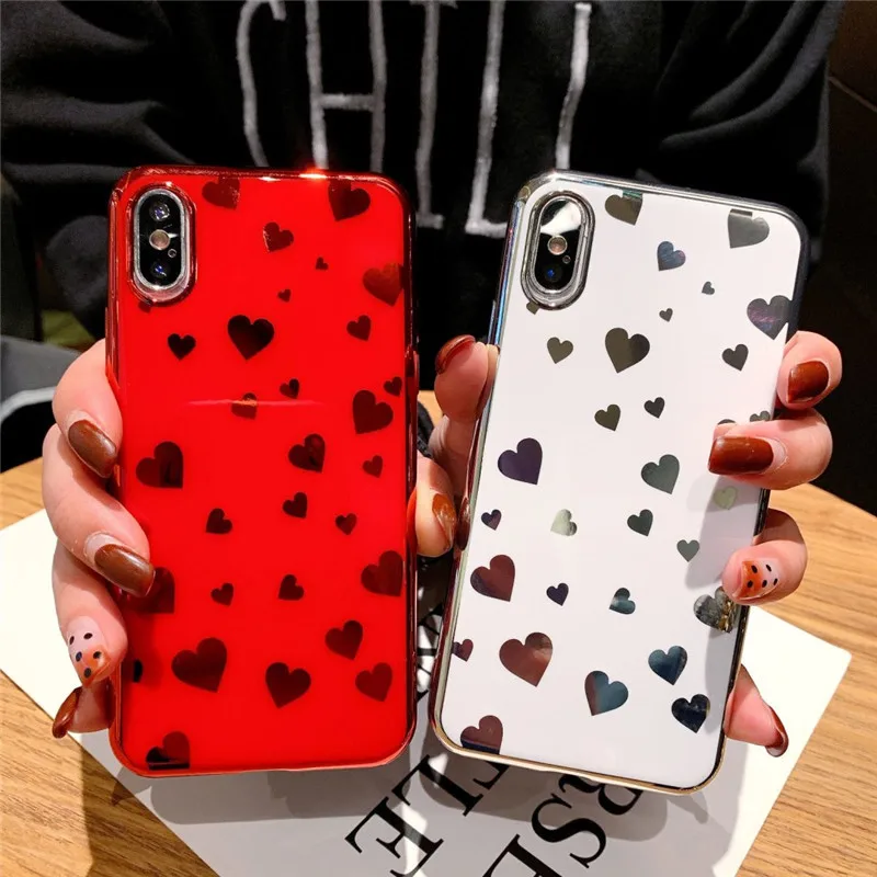 Glitter Love Heart Case For iPhone 7 8 6 6s Plus Bling Powder Phone Cases X XR Xsmax Hard PC Back Cover Coque |