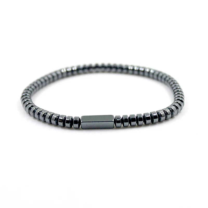 

Simple Design Hematite Cuboid Beads Bracelet Flat Beads Beaded Bracelet Black Bracelet for Women and Men Handmade Jewelry