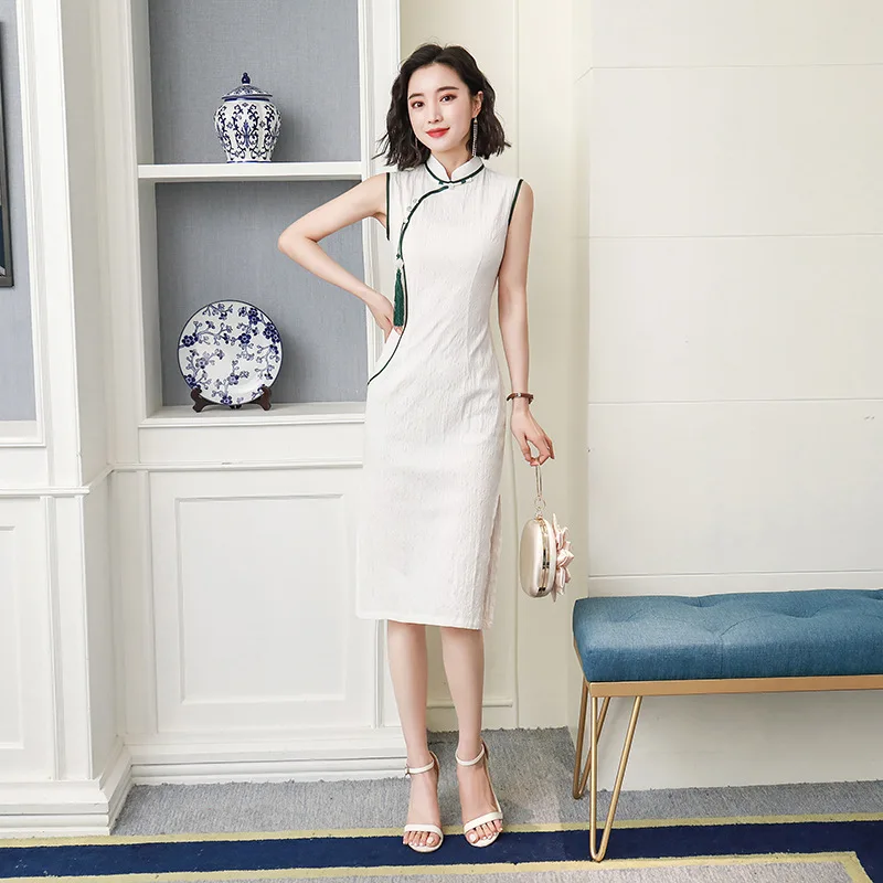 

Big Size Female Summer Chinese Style Broadcloth Qipao Sleeveless Sexy Cheongsam Novelty Dress Vintage Vestidos S M L XL XXL 3XL
