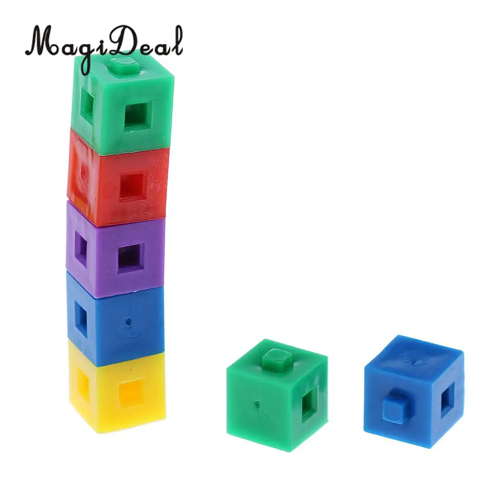 MagiDeal 100Pcs/Pack Plastic Kids Children Stacking Cube Building Kit Pop Linking Cubes for Party Fun Intelligence Toy 1cm