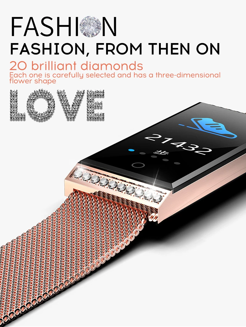 MAFAM Luxury Women Smart Bracelet IP68 Waterproof Fitness Tracker Heart Rate Blood Pressure Monitor Sport Smart Watch Band Clock (6)