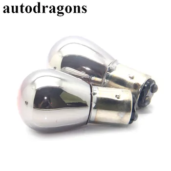 

autodragons 10pcs Silver Chrome Amber Bulb S25 BAY15D T-25 1152 1157 lights 12v 27w Parking,Stop Tail, Rear