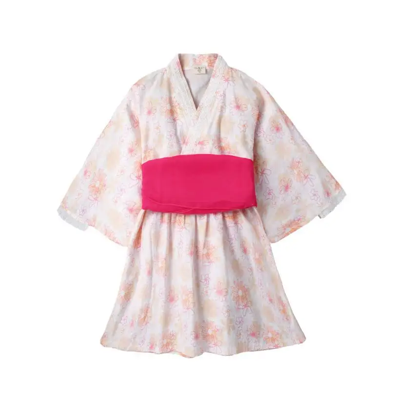 light pink Кимоно; одежда для маленьких девочек; платье в японском стиле; летнее платье для девочек с принтом; пижамы для младенцев; костюм с цветочным рисунком; платье для малышей; Y583 - Цвет: light pink