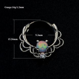 Surgical Steel Opal Stone Septum Nose Ring Opal Ball Closure Nipple Tragus Eyebrow Lip Belly Piercing Earring Body Jewelry
