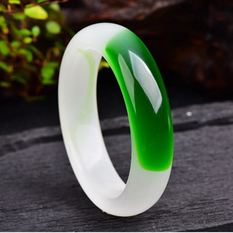 

AAA Wide Version Bangle Chinese Green Jade Hand Carved Bracelet 58mm-64mm KYY8757