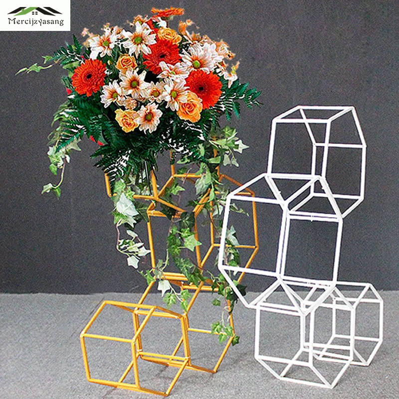 

4Pcs/Lot Flower Vases Floor Metal Vase Plant Dried Floral Holder Flower Pot Road Lead for Home/Wedding Corridor Decoration G148