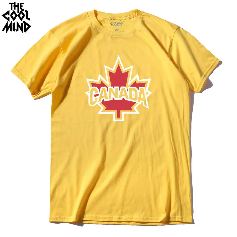 COOLMIND CA0111A, хлопковые топы с коротким рукавом, футболки, Канада, клен, летняя мужская футболка, круглый вырез, крутая Мужская футболка - Цвет: YEW