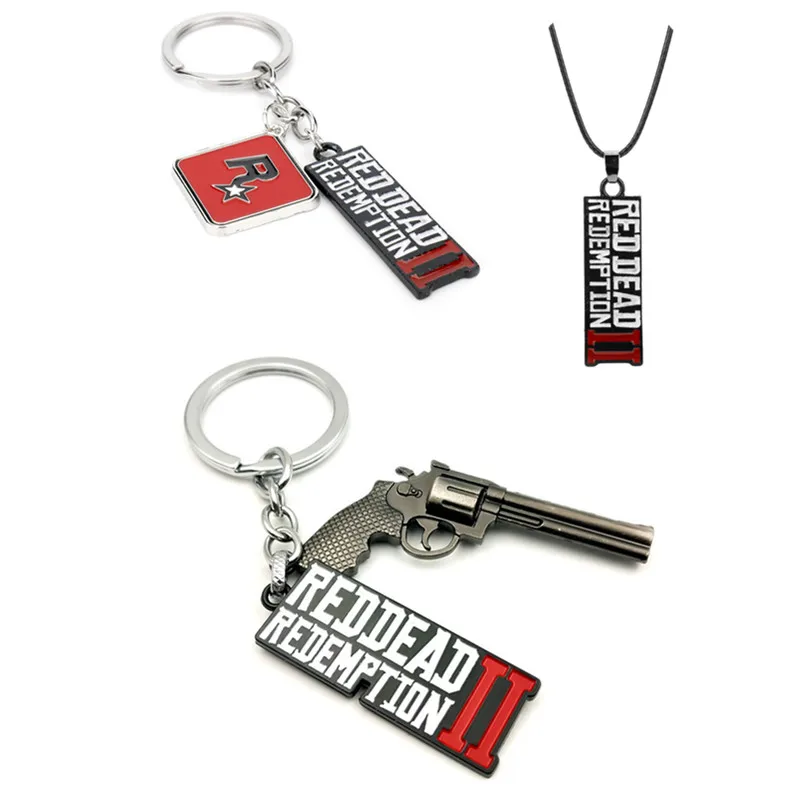 

New Game Red Dead Redemption 2 Keychain Metal Keyring Gun Model For Men Women Bag Pendant Jewelry Souvenir Chaveiro llaveros