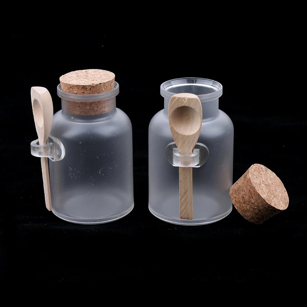 100ml Plastic Empty Bath Salt Bottle Cream Powder Jar Container with Cork Spoon hot sale