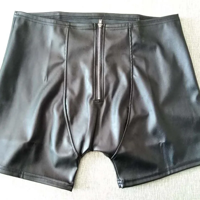 Buy Sexy Open Hip Front Zip Underwear Men Black Patent
