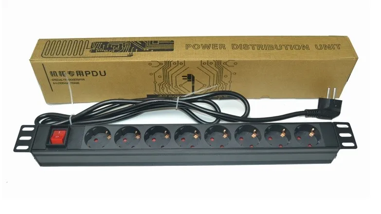 16A 4000W 1U Rackmount 8 Outlet PDU Блок Распределения Питания