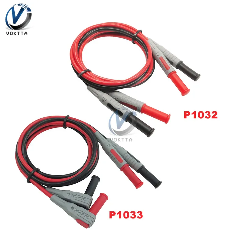 Right Angle to Straight Anti-Slip Banana Plug Test Cable Banana Test Line Banana Lead 1000V 15A for Multimeter Testing Instrument