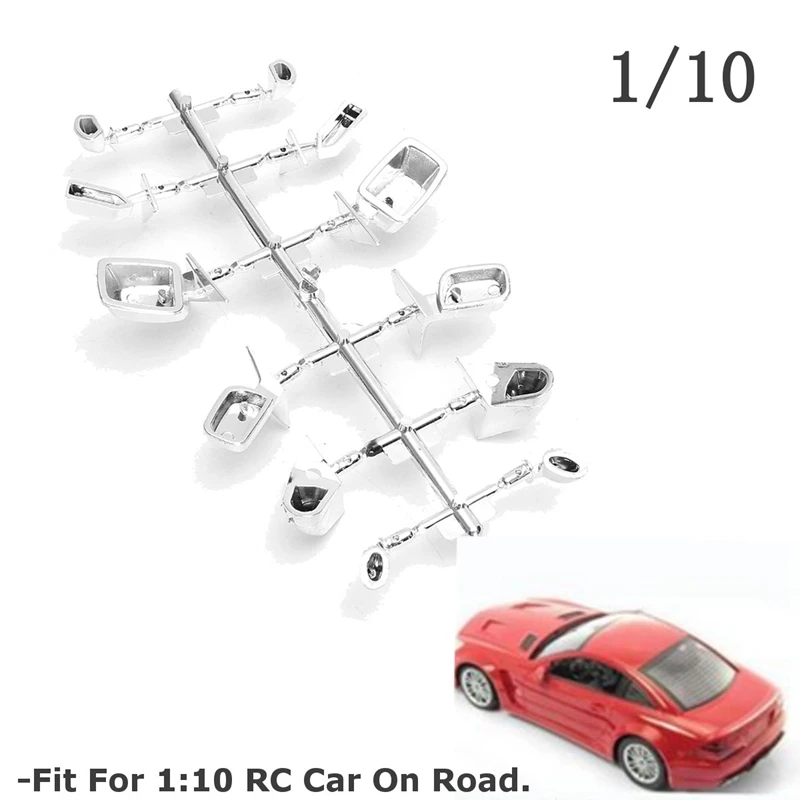 Silver Rear Mirror Bodyshell Body Side View Set For 1/10 RC Car On Road