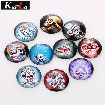 

Mixed Personality Skull Pattern Glass Cabochons 20mm & 25mm Round Glass Cabochons Pendant Cabochons Settings