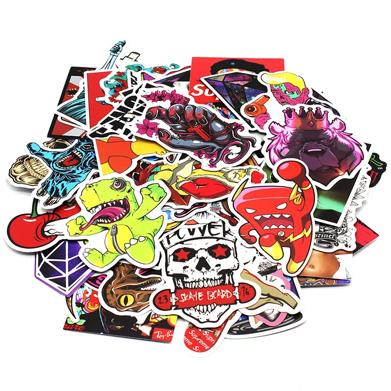 Nuoxintr 100 pcs للماء مختلط DIY دراجة نارية موتو الدراجة سيارة ملصقات الشارات لوح التزلج ملصقا موتوكروس التصميم ملصق لاصق لامع ورائع