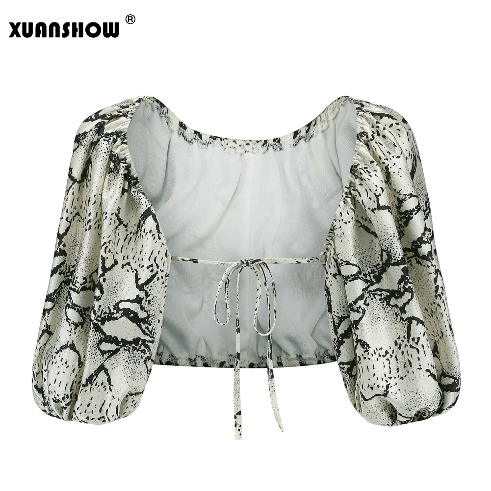 XUANSHOW женские блузки Verao 2019 женская блузка с коротким рукавом и воротником