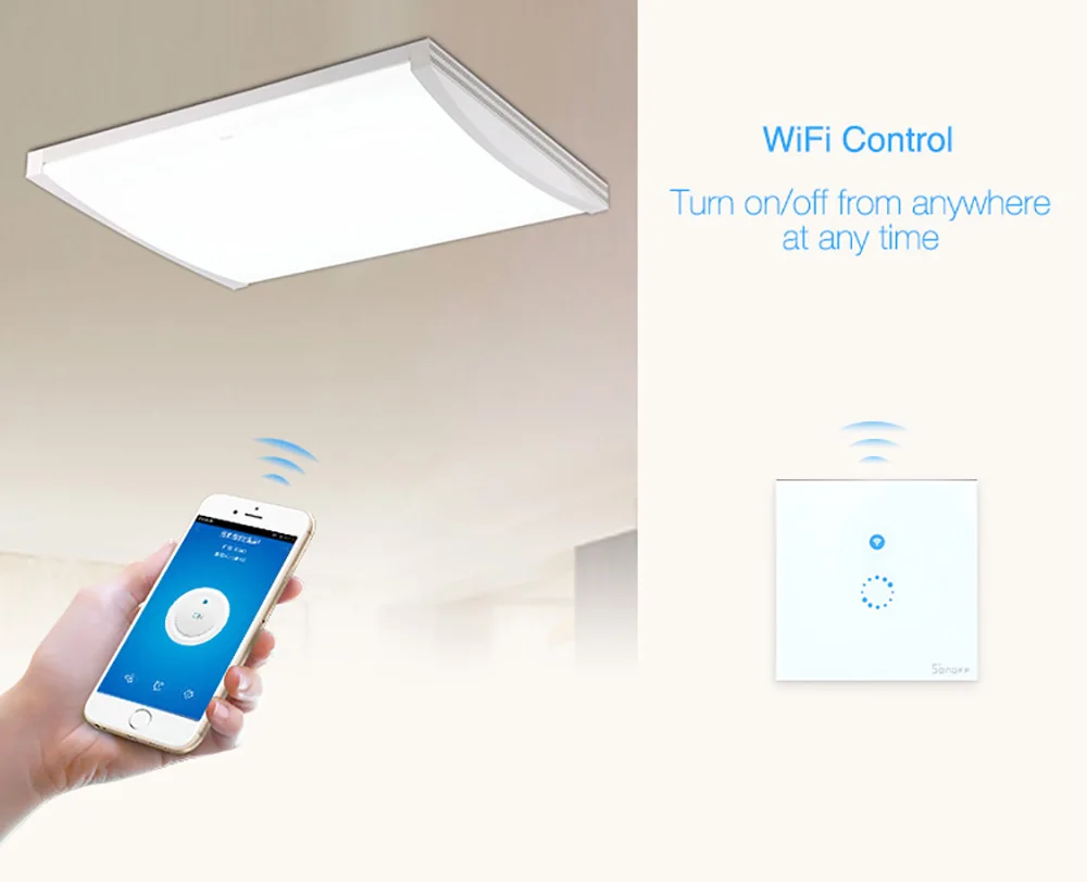 Sonoff touch США ЕС Plug стены Wi-Fi выключатель света Стекло Панель touch светодиодный свет переключатель для Умный дом Беспроводной удаленного