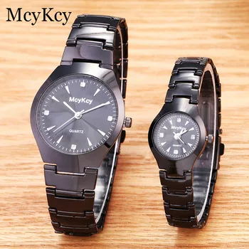 

McyKcy Brand Luxury Lover Watches Quartz Dress Women Men Watch Black Steel Couples Wristwatch Relojes Hombre Relogio Masculino