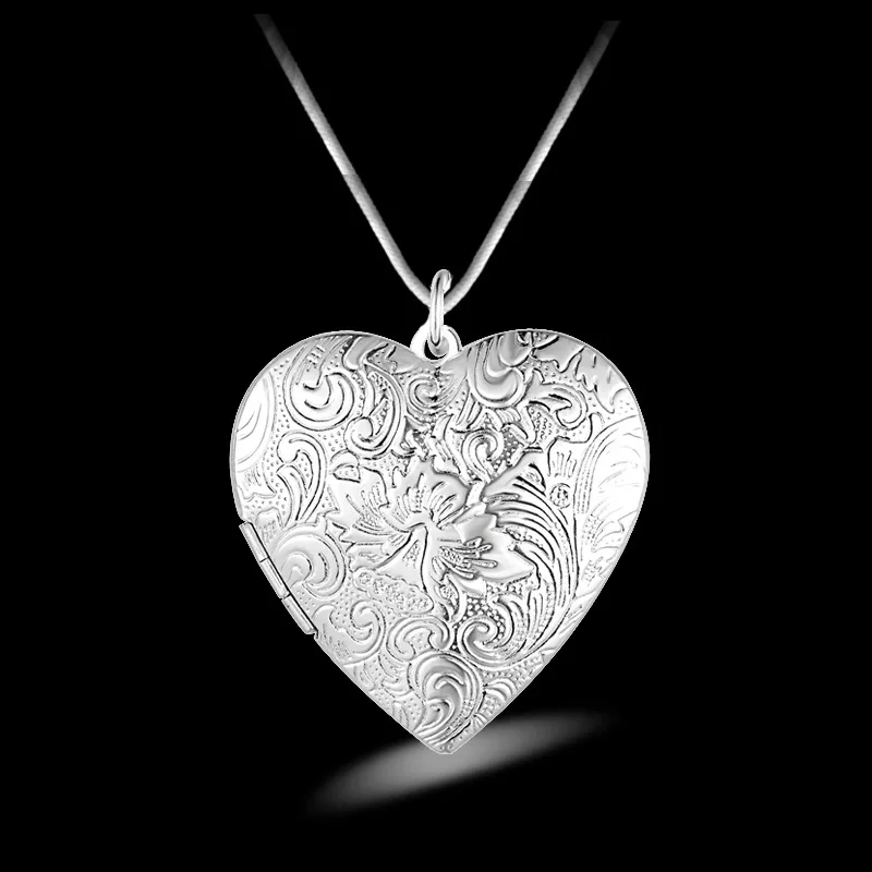 

LUKENI Top Quality Silver 925 Necklace For Women Jewelry Trendy Photo Frame Flower Pendant Necklace For Mom Lover Birthday Gift