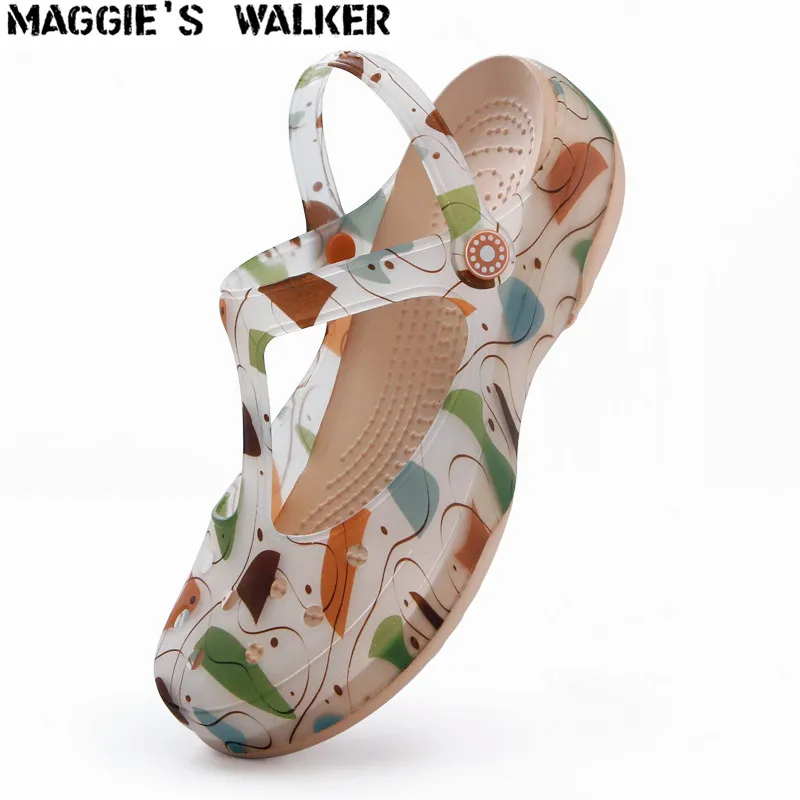 

Maggie's Walker Women Beach Shoes Jelly Sandals Summer Fashion Candy-colored Resin Wedges Slides Size 36~39