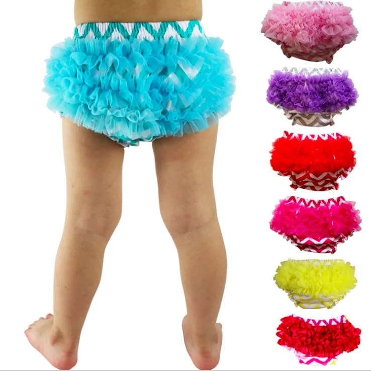 

Lovely Baby Chevron Cotton Shorts Infant Girls Chiffon Ruffles Striped Bloomers Kids Zigzag Diaper Covers Underwear 24pcs/lot