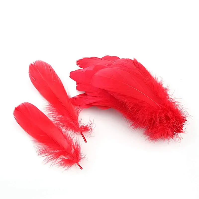 Горячая красный Гусь feather20-100pcs13-18CM DIY Перья для рукоделия и ювелирных изделий Аксессуары для одежды Свадебные украшения Шлейфы