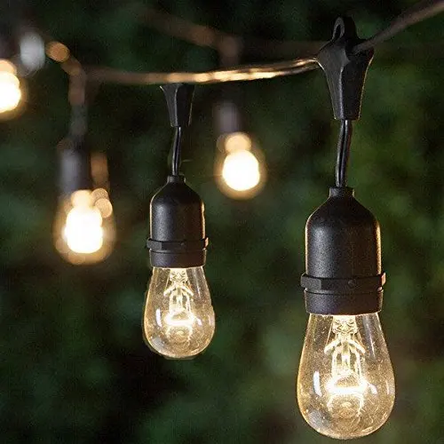 48Feet S14 String Lights with 15 Incandescent Bulbs, UL Listed for