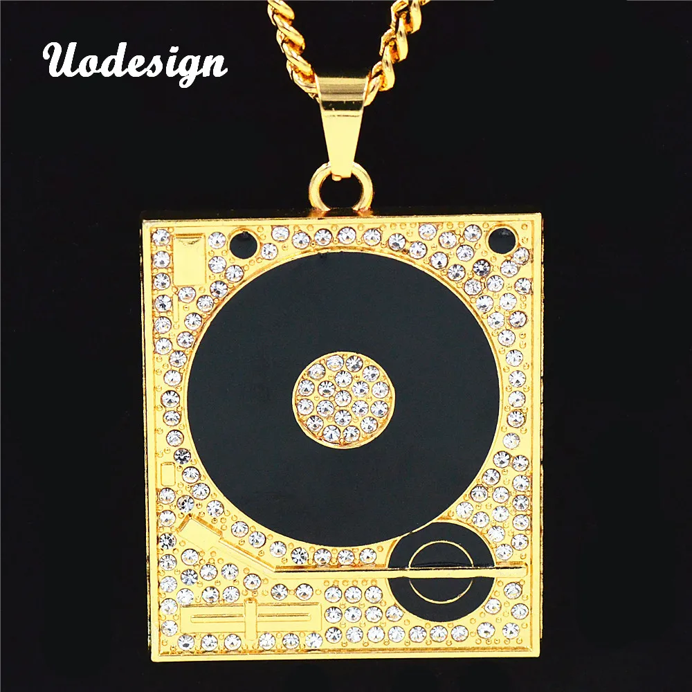 Uodesign DJ Phonograph Big Pendant Necklace Men Jewelry Hiphop Chain