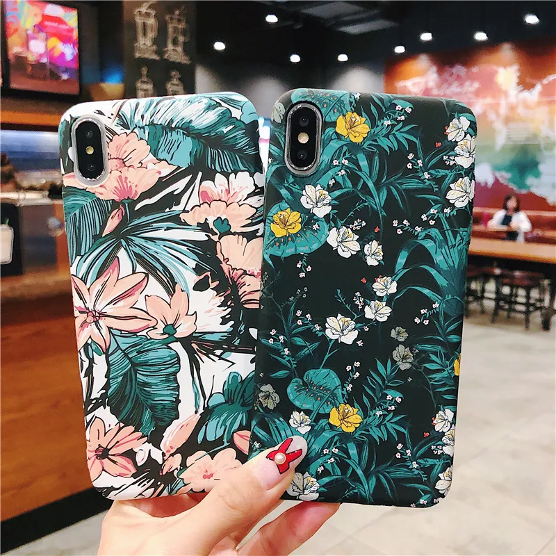 Emboss Scrub Luminous Flower Phone Case For iPhone X XS MAX XR 8 7 6 6S Plus Cases Luxury Matte Retro Hard PC Cover Fundas |