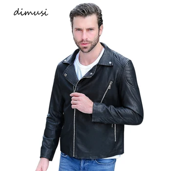

DIMUSI Men's PU Jacket Leather Coats Mens Slim Fit Faux Leather Motorcycle Jackets Male Leather Coats Brand Clothing 6XL,YA807