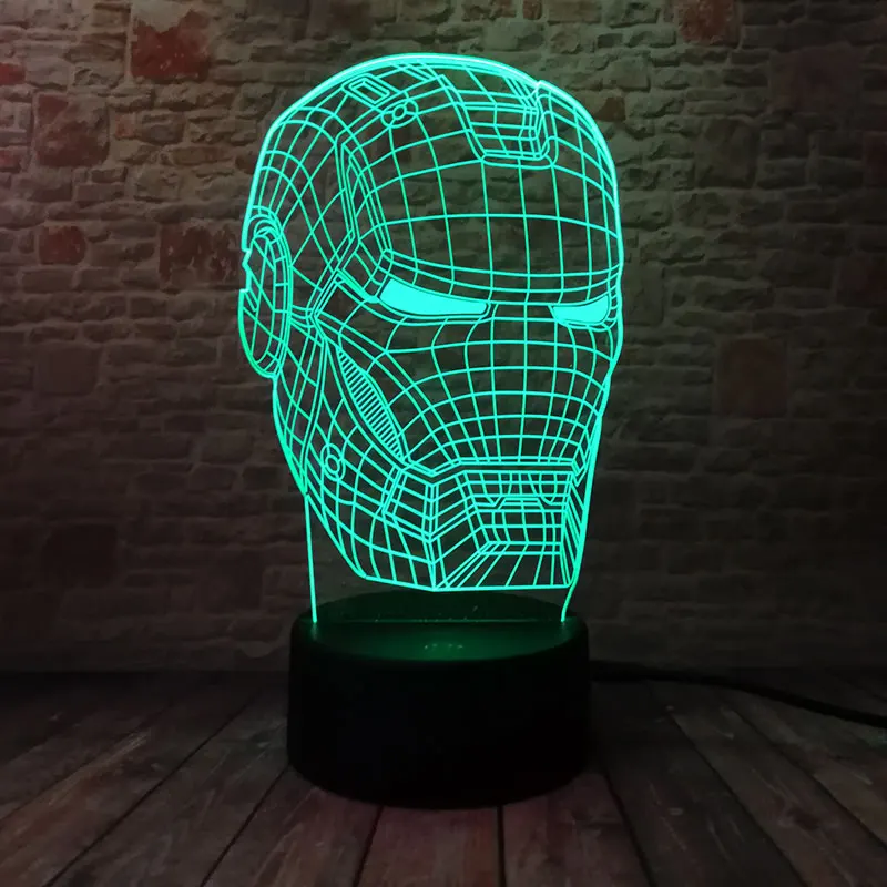 Marvel Iron Man Figura 3D LED NightLight Deadpool Black Panther Spiderman The Avengers Hulk Figure IronMan Mask Model Toys