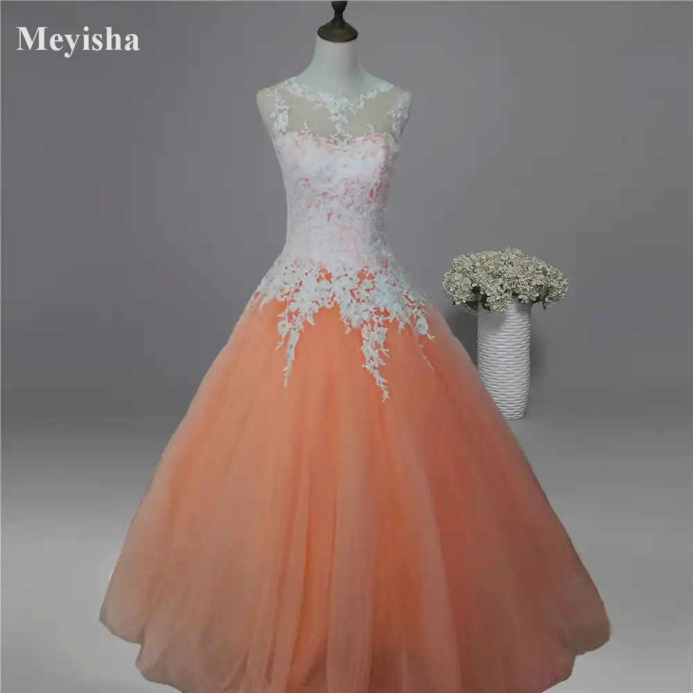 orange wedding dress bride