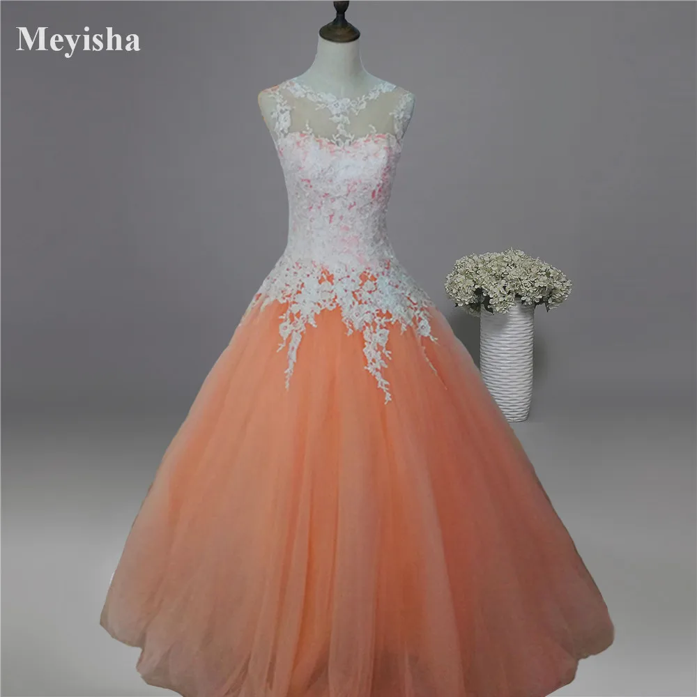 

ZJ9036-C 2017 new White Ivory Champagne Pink Orange Silver Lace Wedding Dress for brides plus size maxi formal gown Size 2-26