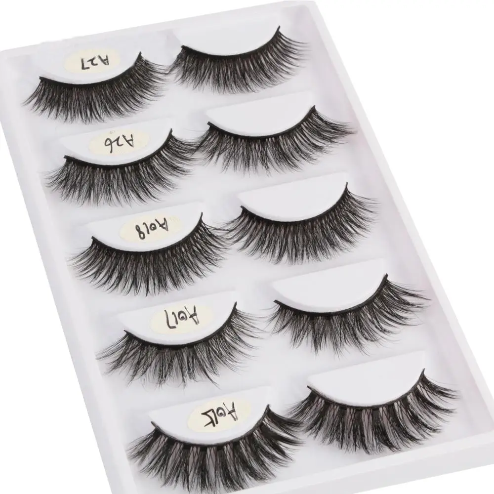 5 Pairs 3D Natural Thickening Non adhesive Reusable Mink False