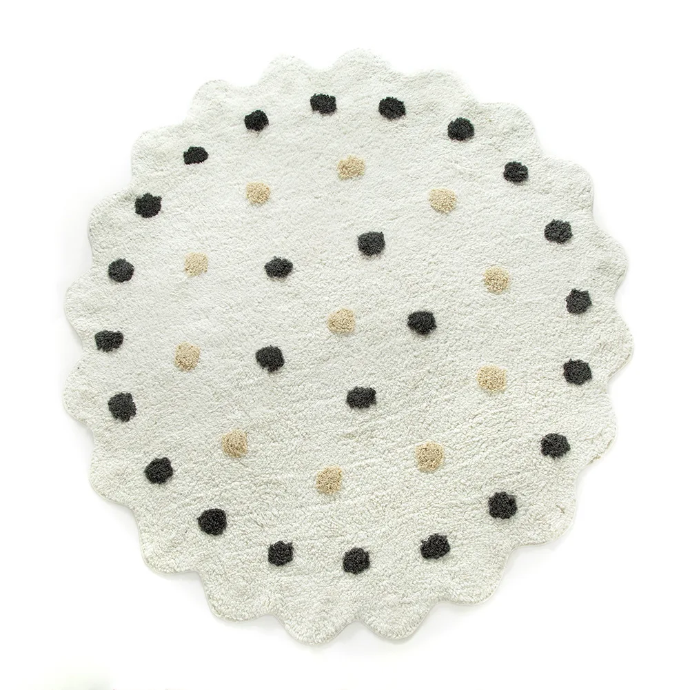 Nordic Baby Crawling Rug Kids Girls Room Decor Floor Carpet Round Play Rugs Gym Activity Game Mat and Carpets for Living Room - Color: White