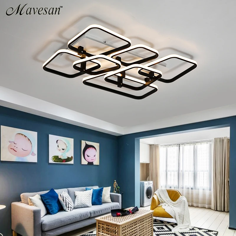 

Square Modern led ceiling lights for living room bedroom dining room luminarias Aluminum White ceiling lamp Fixtures AC90v-260v