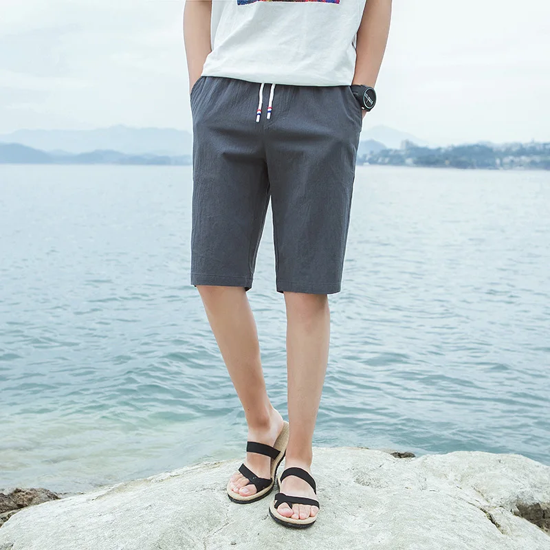 9 2017 new summer mens shorts loose elastic cotton casual shorts fashion jogger shorts black men short pants