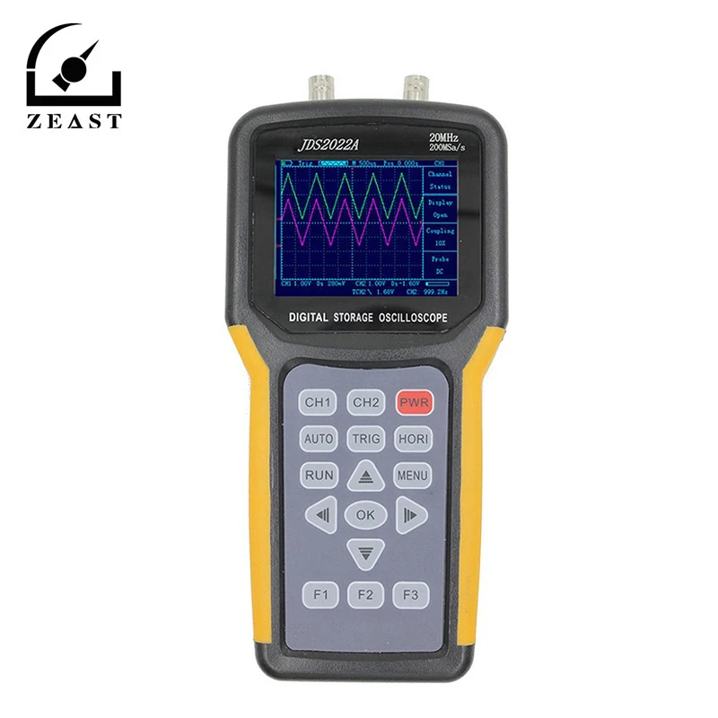 

JDS2022A Double-channel Handheld Digital Oscilloscope 20MHz Bandwidth 200MSa/s Sample Rate Automotive Oscilloscope Durable