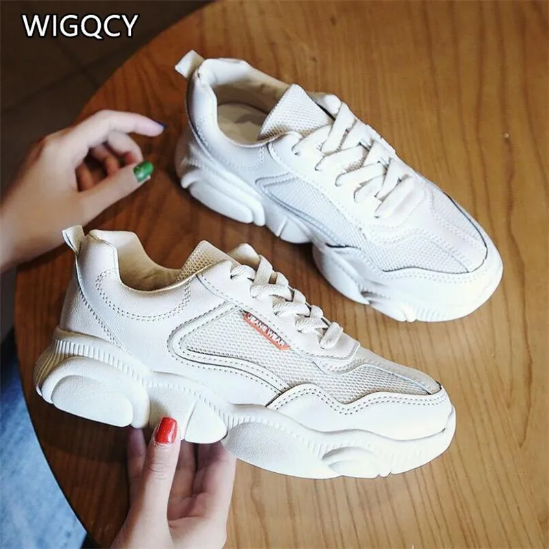 

Wigqcy 2019 Small Bear shoes women spring new fashion mesh thick-soled casual wild solid color daddy women's shoes sneakers X185