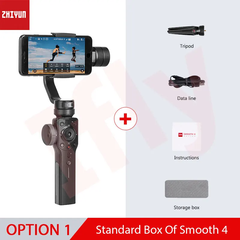 Zhiyun Smooth 4 3-х осевой стабилизатор гироскопа Q для смартфонов iPhone X Экшн-камера gopro4/5/6 pk гладкая Q DJI osmo 2 - Цвет: Smooth 4 Black