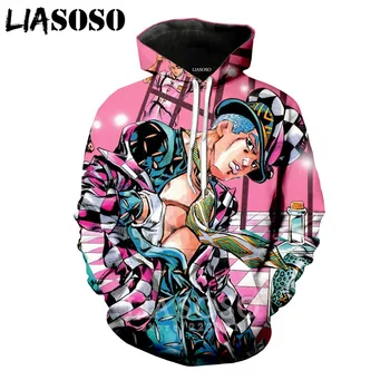 

LIASOSO Winter Men Women Kujo Jotaro Sweatshirt 3D Print Anime JoJo Bizarre Adventure Hoodies Long Sleeve Top Pullover B051-11