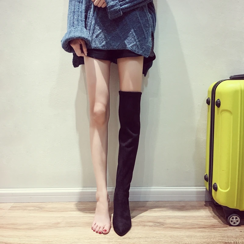 Over the knee Boots 2018 Winter High Booties Sexy High Heeled Thin Leg Thigh High Boots For