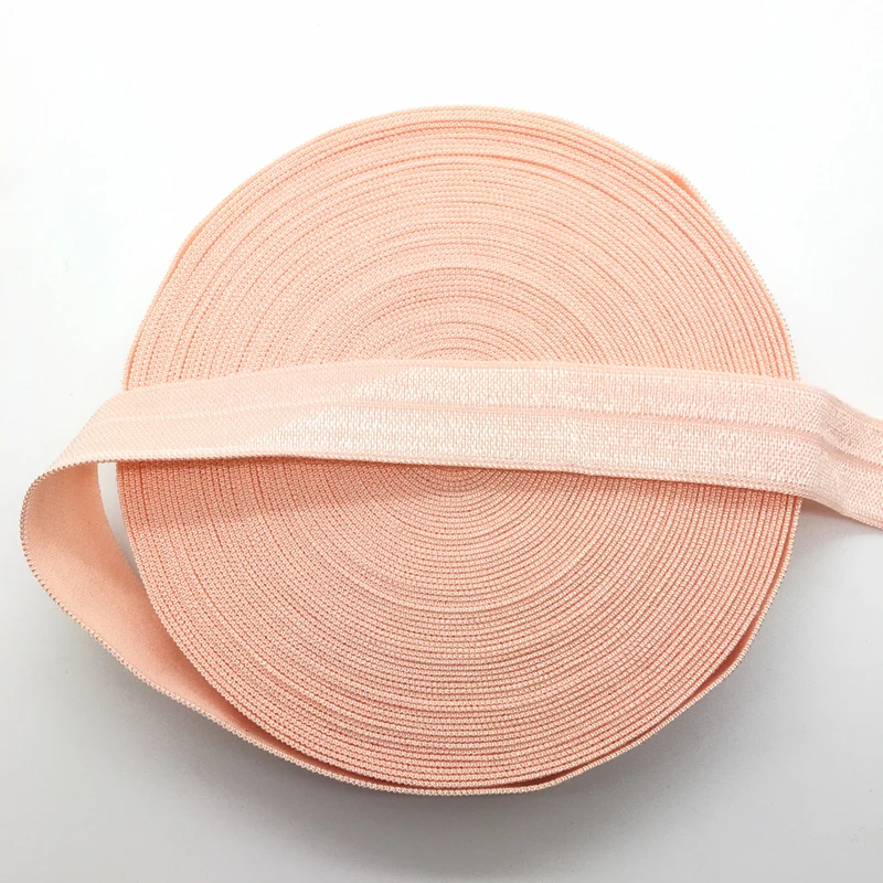 

5yards/lot 5/8" 15mm Light Pink Multirole Fold Over Elastic Spandex Satin Band Ties Hair Accessories Lace Trim Sewing Notion